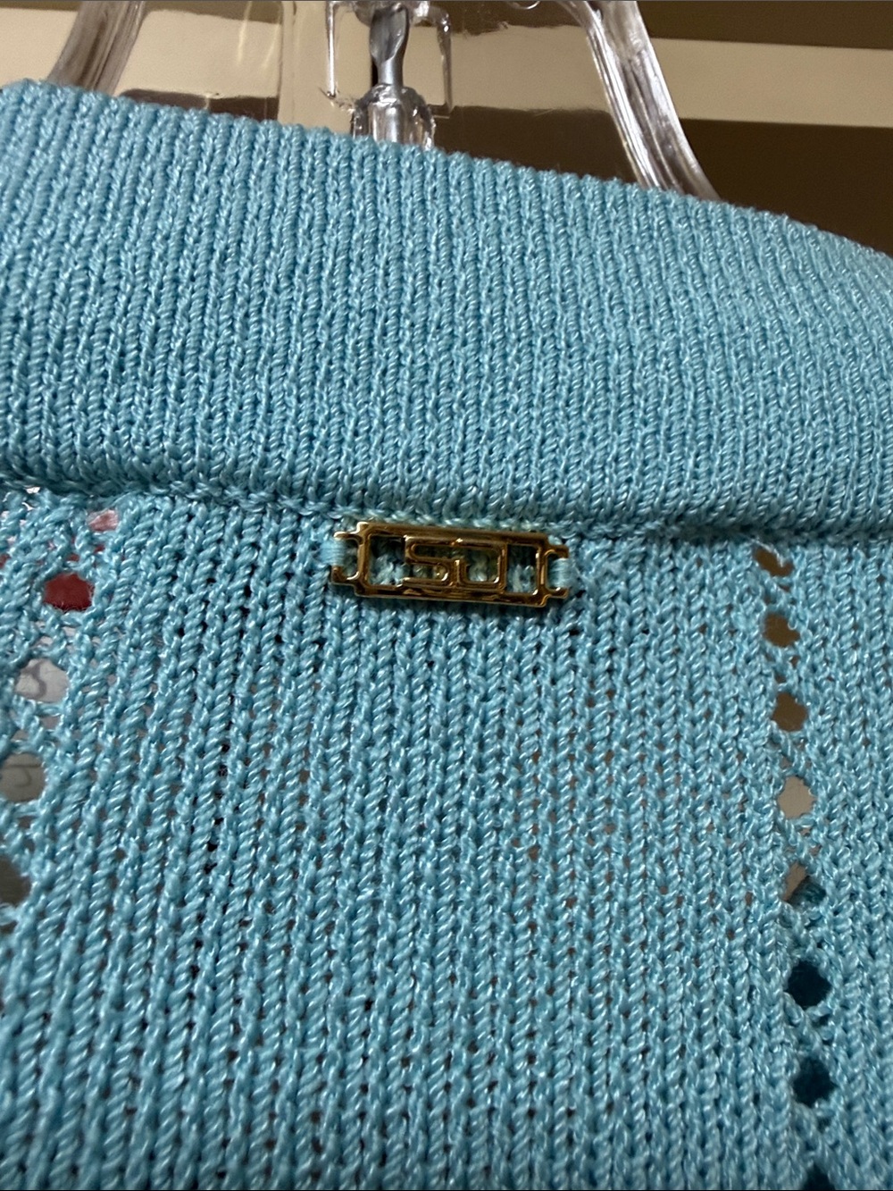 St. John Sport Aqua Blue Knit Pullover and Cardigan Set - Picture 6 of 8